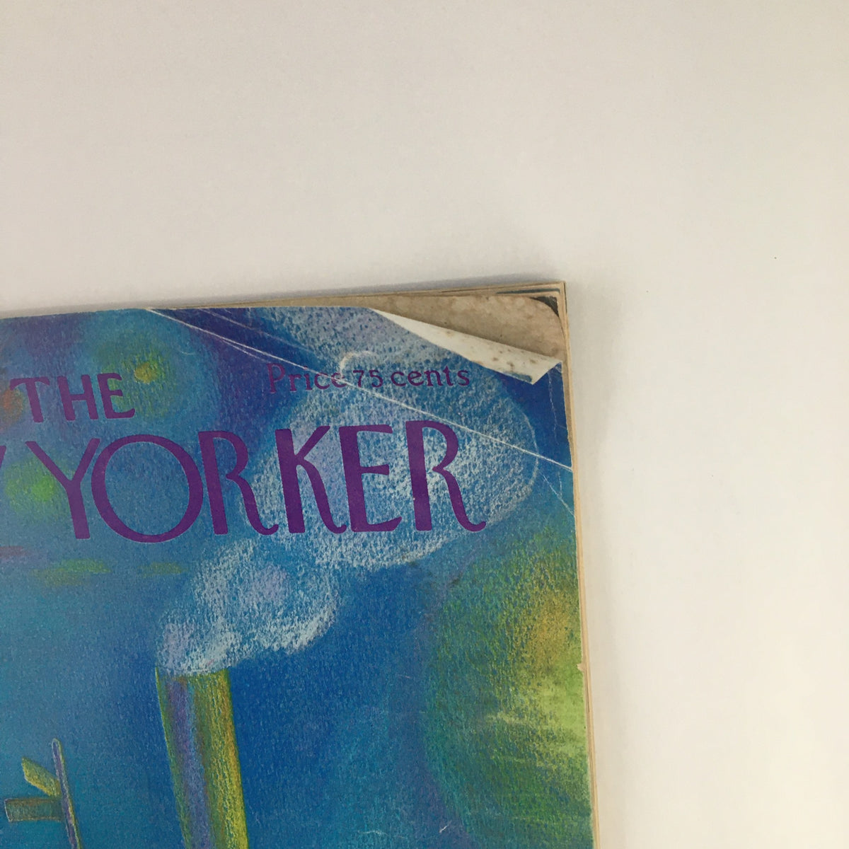 Detailed view of The New Yorker title on the cover of the January 26 1976 issue, featuring abstract designs and a price tag of 75 cents.