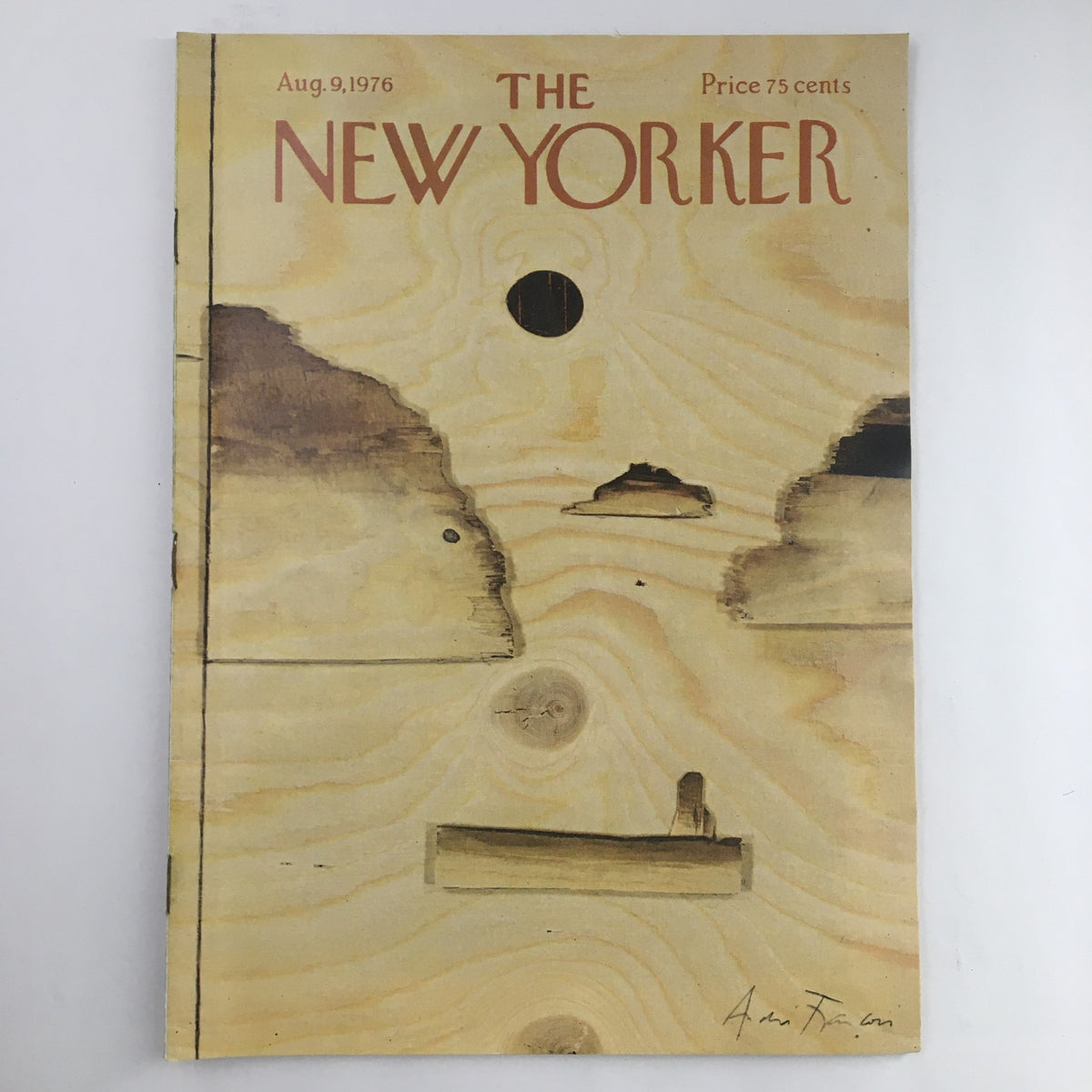 The New Yorker Magazine Cover from August 9, 1976 featuring a full theme design by Andre Francois, depicting an artistic landscape with subtle colors and a serene composition.