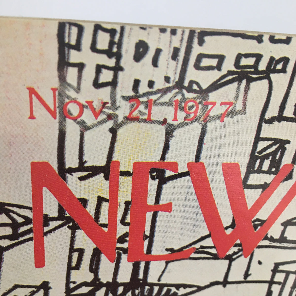 Close-up of The New Yorker Magazine November 21 1977 title displaying the date and logo, emphasizing its vintage charm.