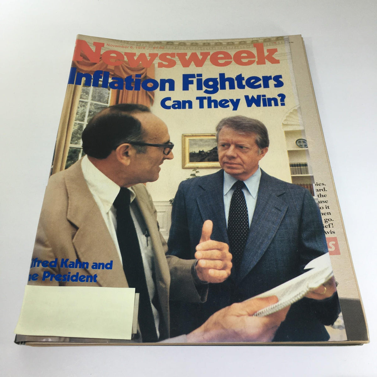 Cover of Newsweek Magazine from November 6, 1978, featuring the title 'Inflation Fighters: Can They Win?' with a photo of Alfred Kahn and President Jimmy Carter discussing economic issues.