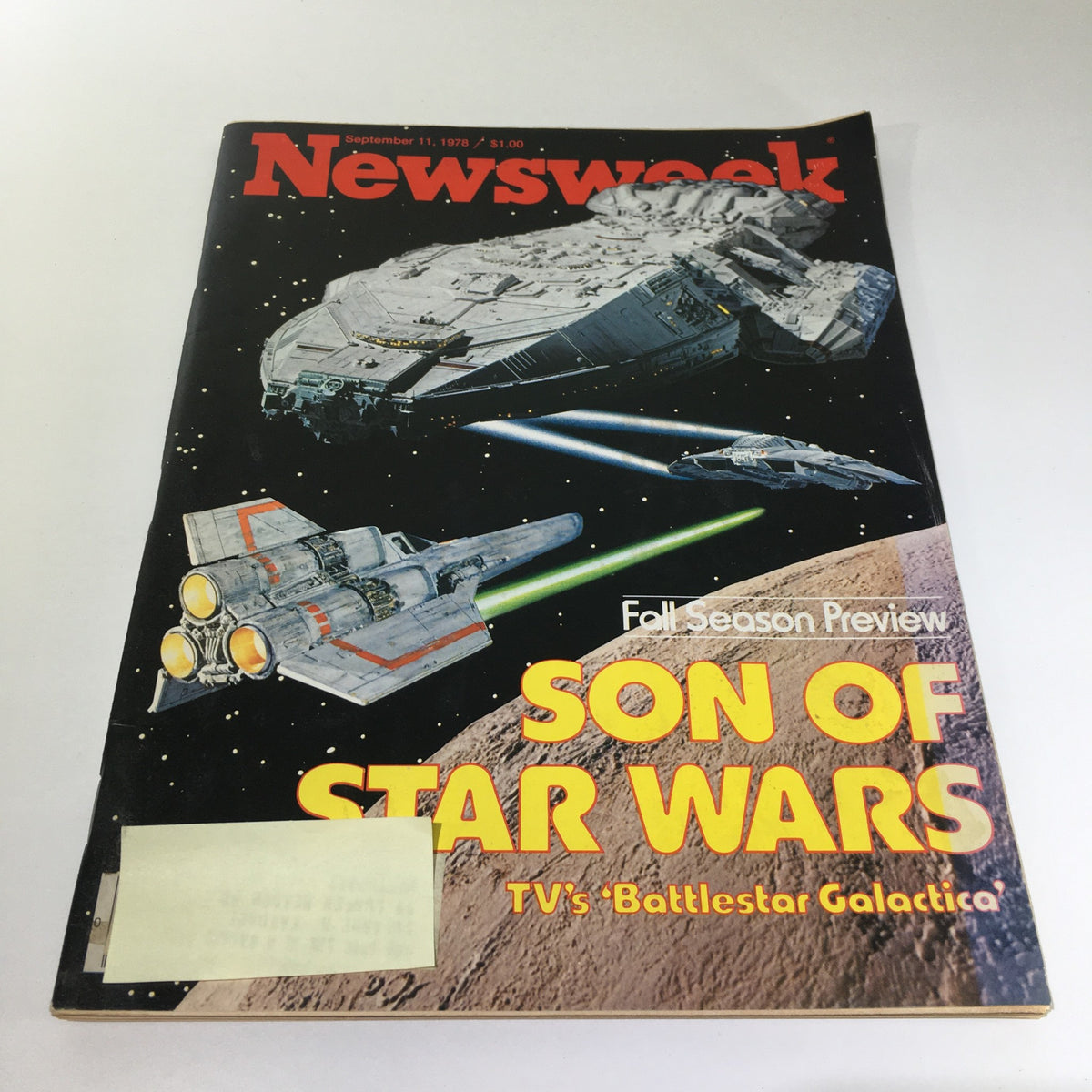 Cover of Newsweek Magazine dated September 11, 1978, titled 'Son Of Star Wars: TV's Battle Galactica', featuring iconic spaceships and a dramatic space background.