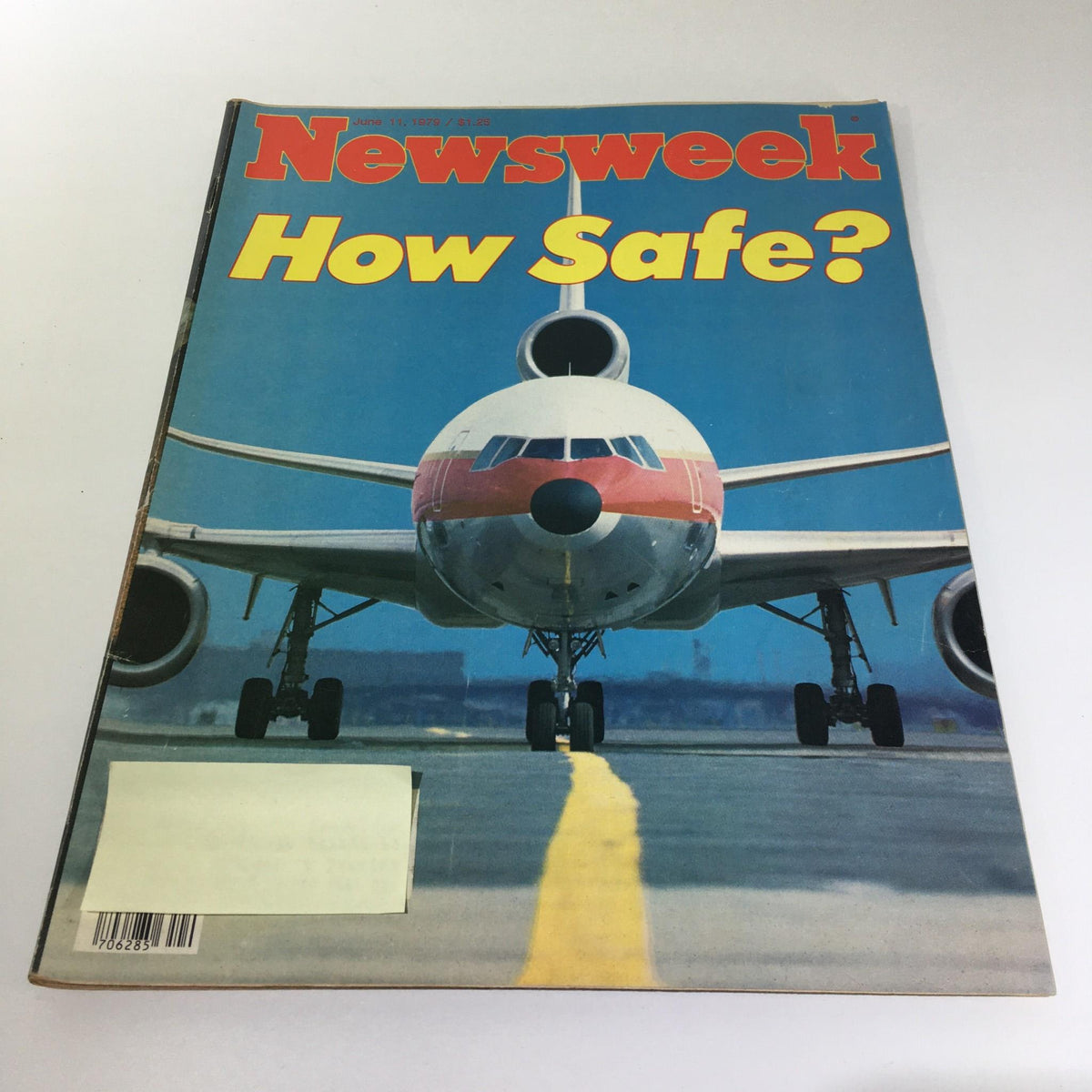 Cover of Newsweek Magazine from June 11, 1979 titled 'How Safe?' showcasing an airplane on the runway against a blue sky.