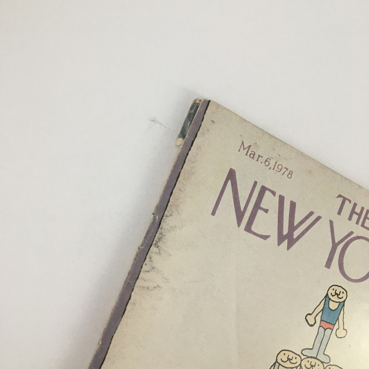 Side view of The New Yorker Magazine March 6 1978, highlighting the title and the unique 'Tower Pyramid' art by John Norment.