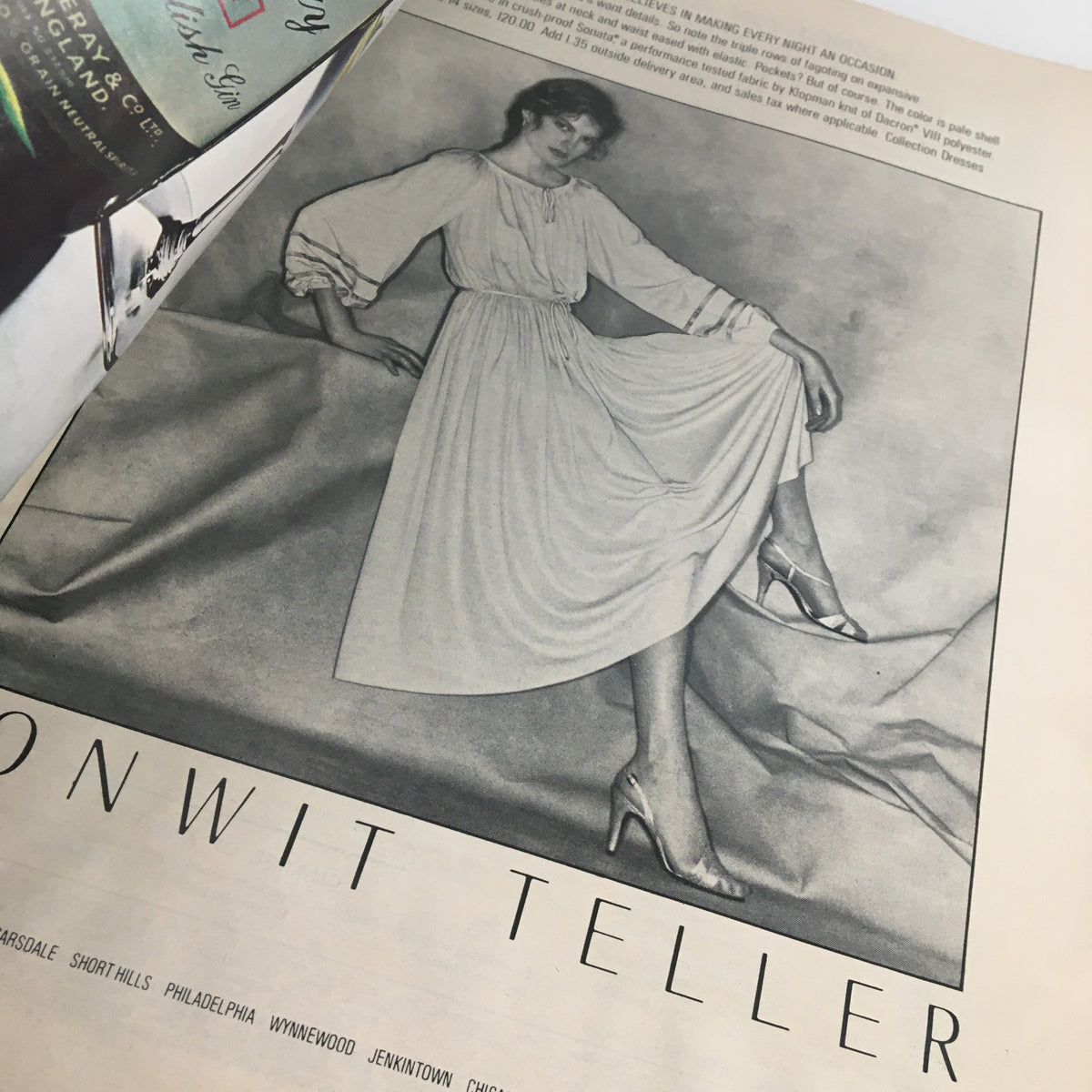 Interior page of The New Yorker Magazine May 29 1978 displaying a fashion advertisement for 'Jonwit Teller', featuring a model in a flowing white dress and elegant high heels.