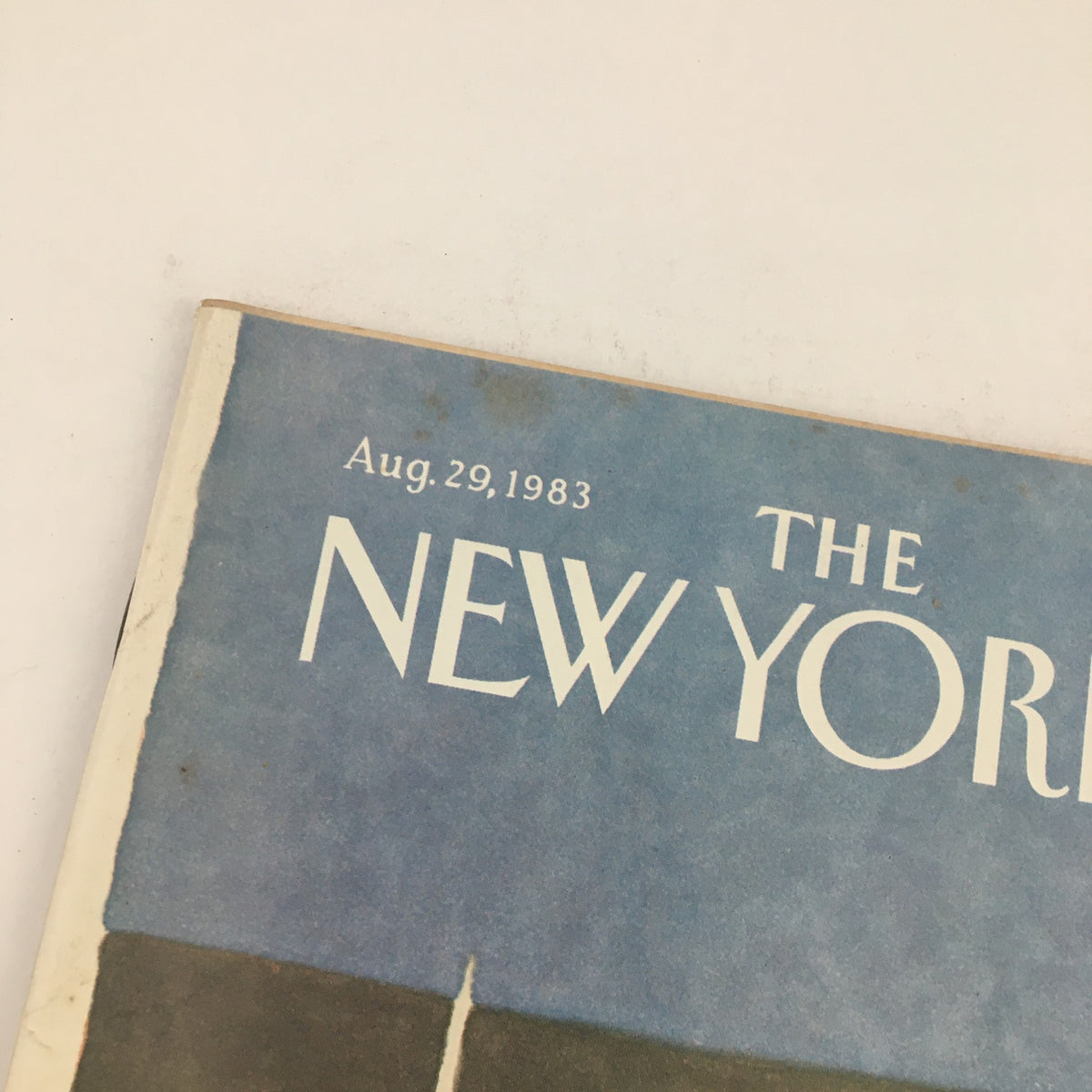 Top view of The New Yorker Magazine August 29 1983, showcasing the date and title prominently.