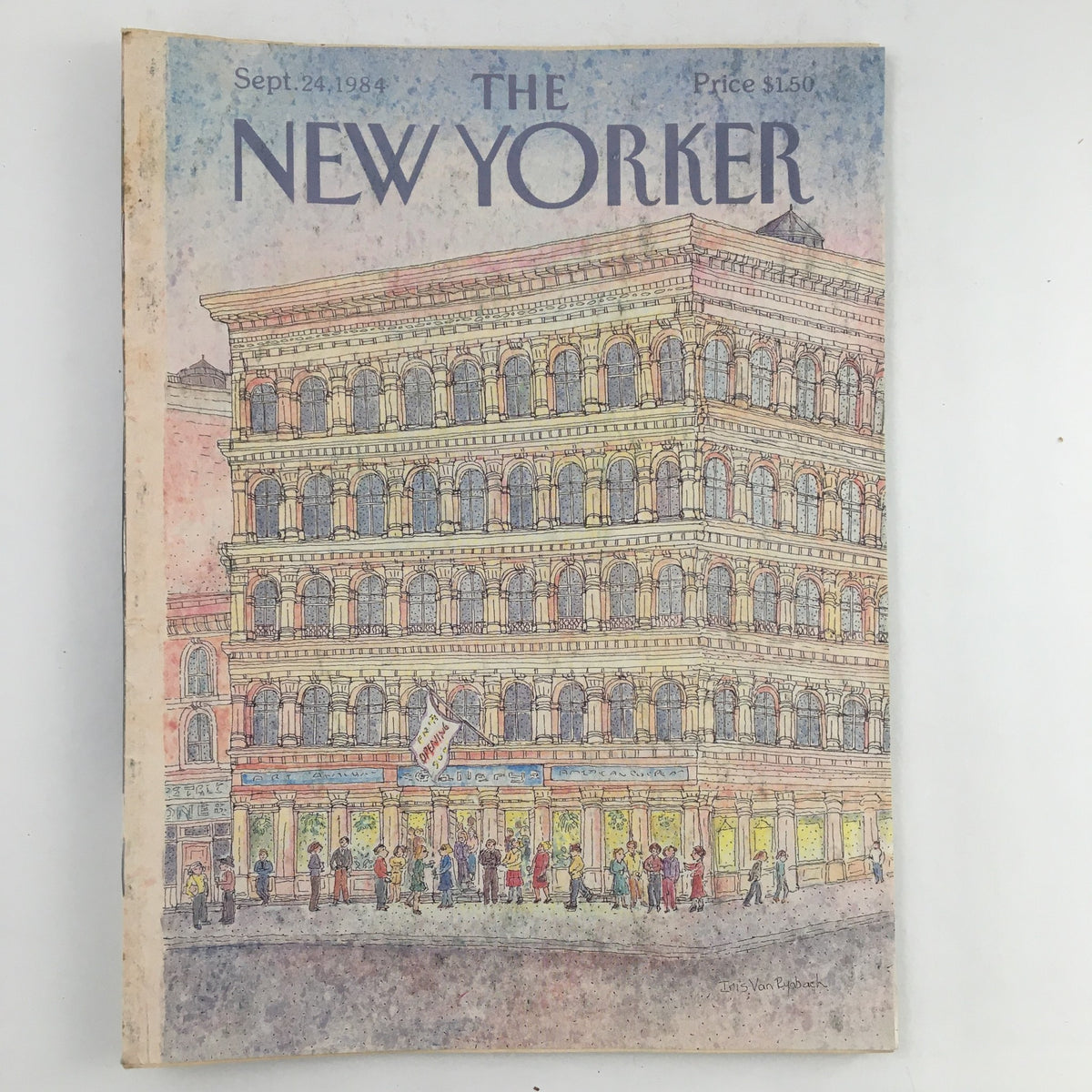 Cover of The New Yorker Magazine dated September 24, 1984 featuring an illustration by Iris Van Rynbach depicting an art gallery opening.