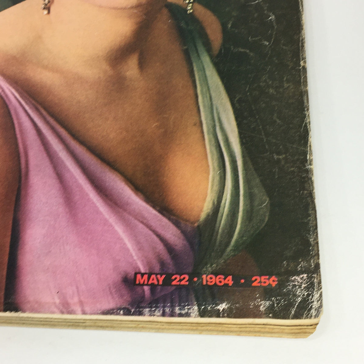 Close-up of the cover of VTG Life Magazine May 22 1964, highlighting Barbra Streisand and details indicating the magazine's age and historical context.