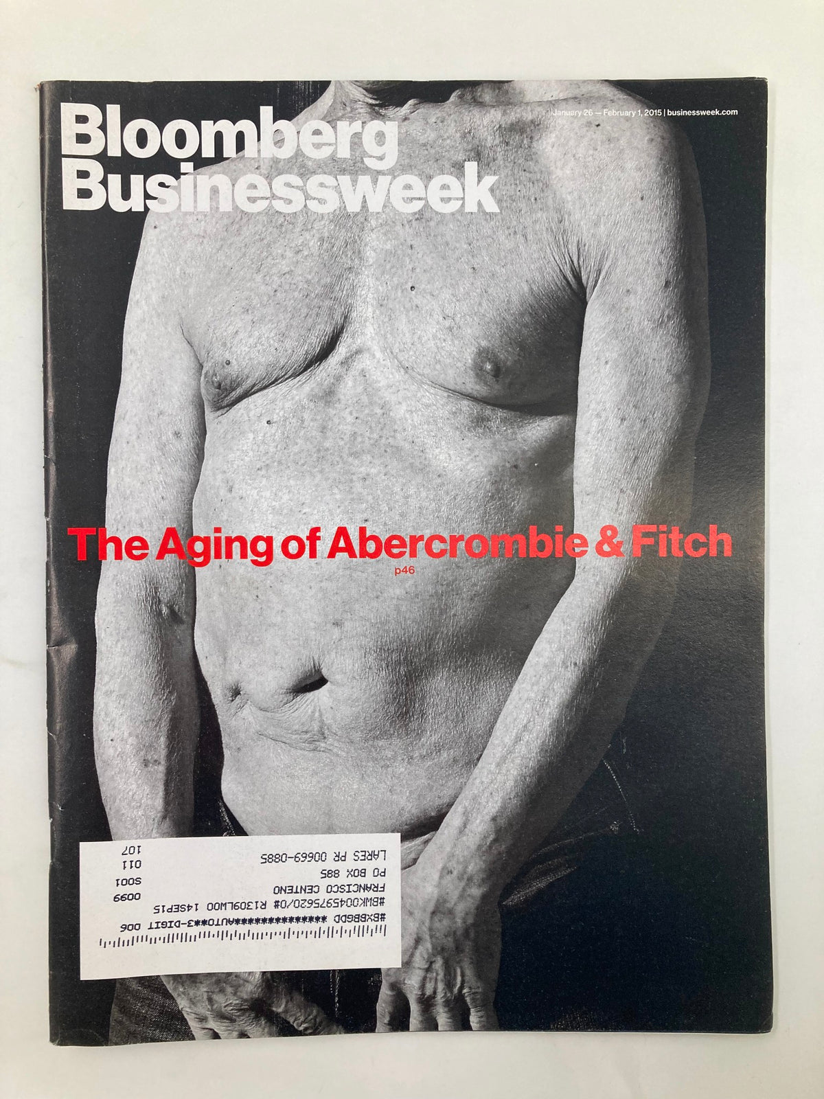 Bloomberg Businessweek Magazine cover from January 26, 2015, featuring the article titled 'The Aging of Abercrombie & Fitch,' showcasing an intriguing fashion narrative.