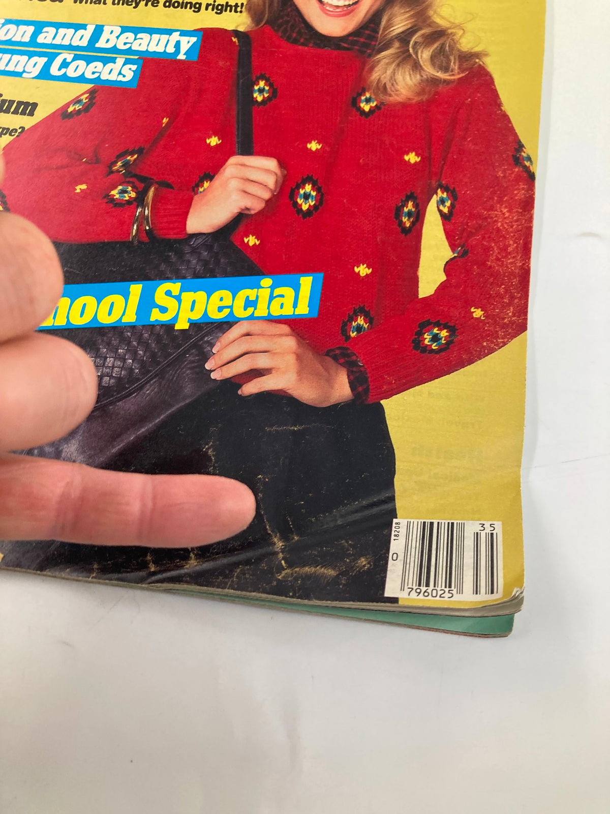 Close-up of Woman's World Magazine September 2, 1986 showing the back-to-school special and details about fashion and beauty.