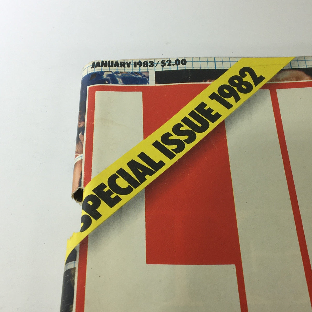 Close-up of the top corner of VTG Life Magazine January 1983, displaying the publication date and the special issue label for 1982.