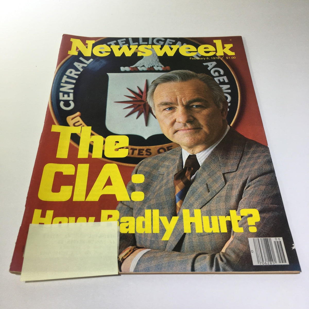 Cover of Newsweek Magazine from February 6, 1978, featuring the title 'The CIA: How Badly Hurt?' with a portrait of a man in a suit and the CIA emblem in the background.