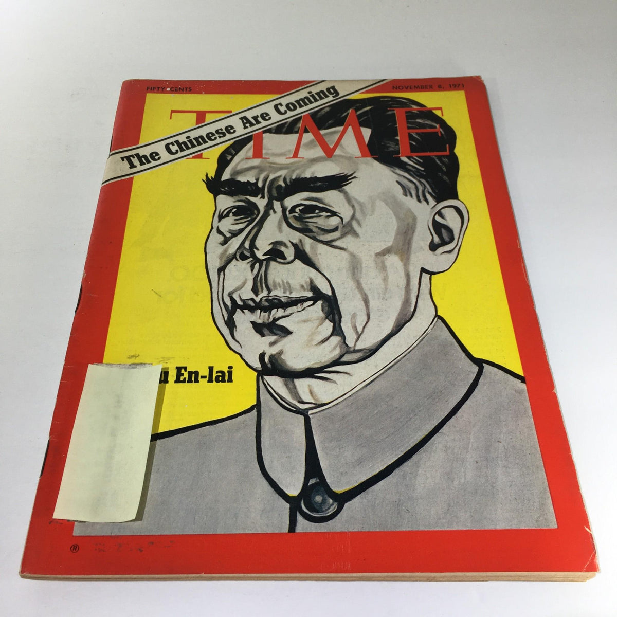 Cover of Time Magazine: November 8, 1971, featuring the headline 'The Chinese Are Coming: Chou En-Lai' with a portrait of Chou En-Lai, reflecting the significant political changes in Sino-American relations during the early 1970s.