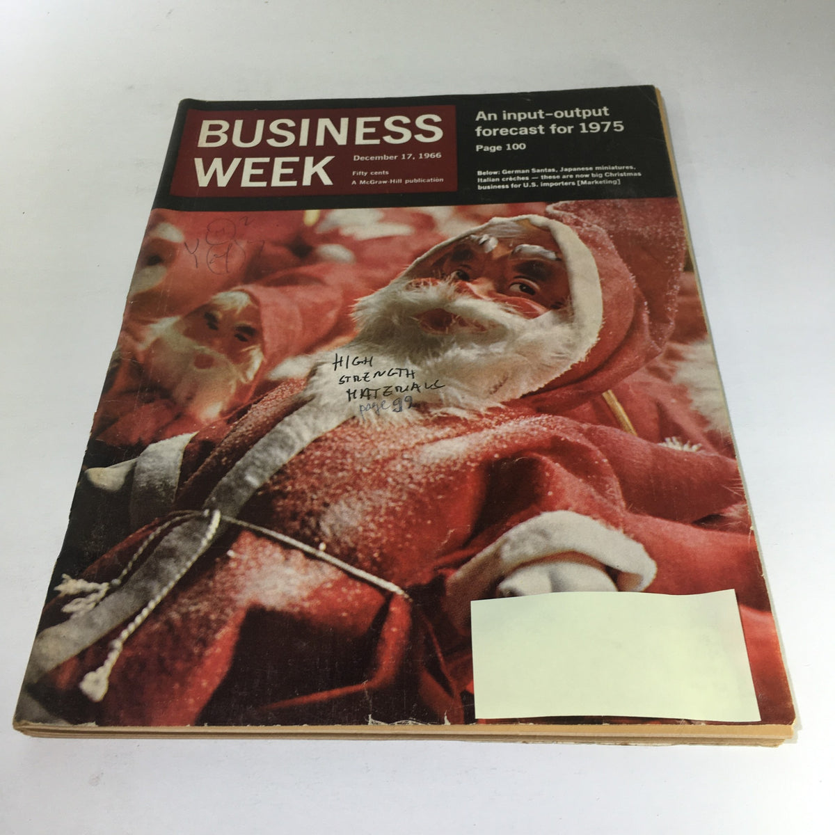 Cover of Business Week Magazine dated December 17, 1966 featuring a detailed image of German Santa figures, showcasing the intricate decorative elements typical of the era.