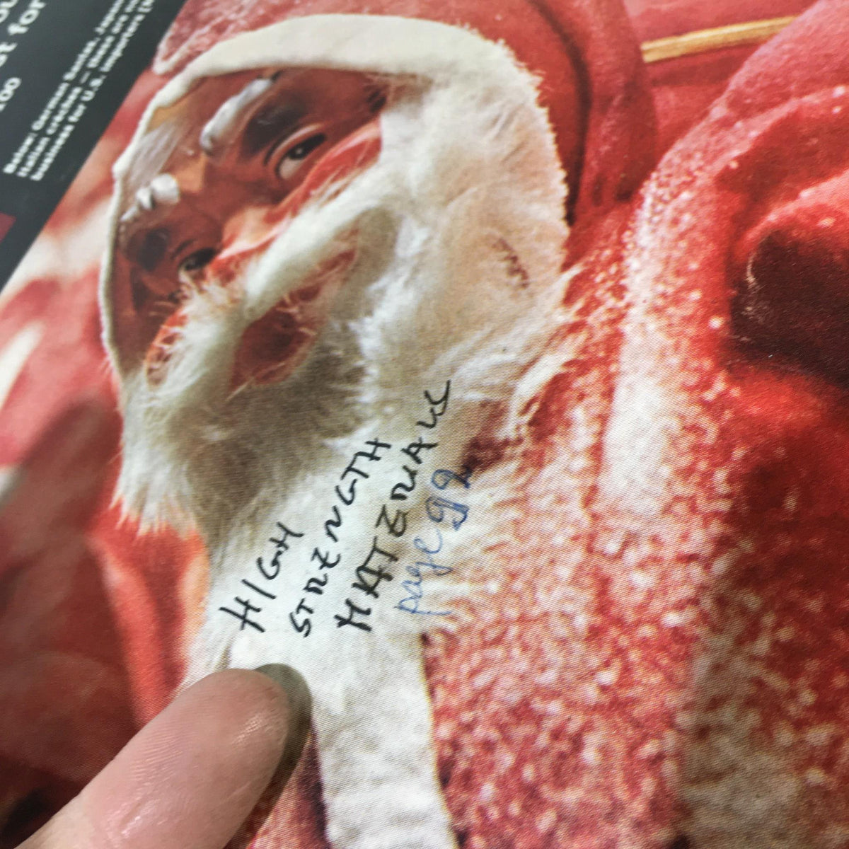 Close-up of the cover of Business Week Magazine from December 17, 1966, highlighting handwritten notes on a German Santa figure, emphasizing the magazine's vintage nature and authenticity.