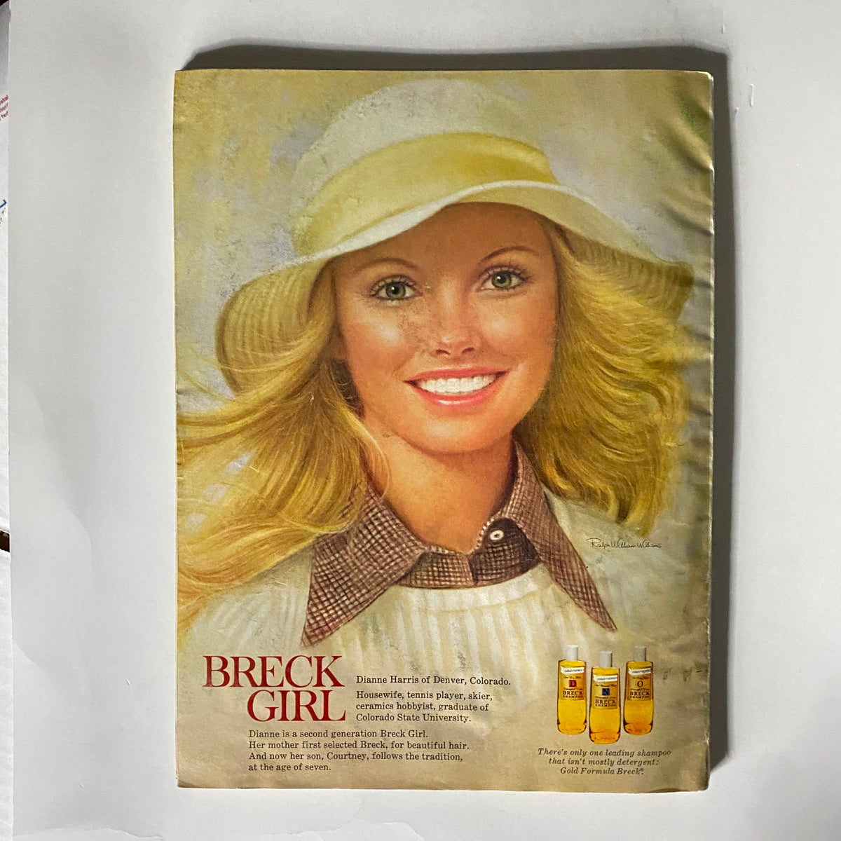 Advertisement page featuring Dianne Harris as a Breck Girl from the Glamour Magazine January 1974 issue.