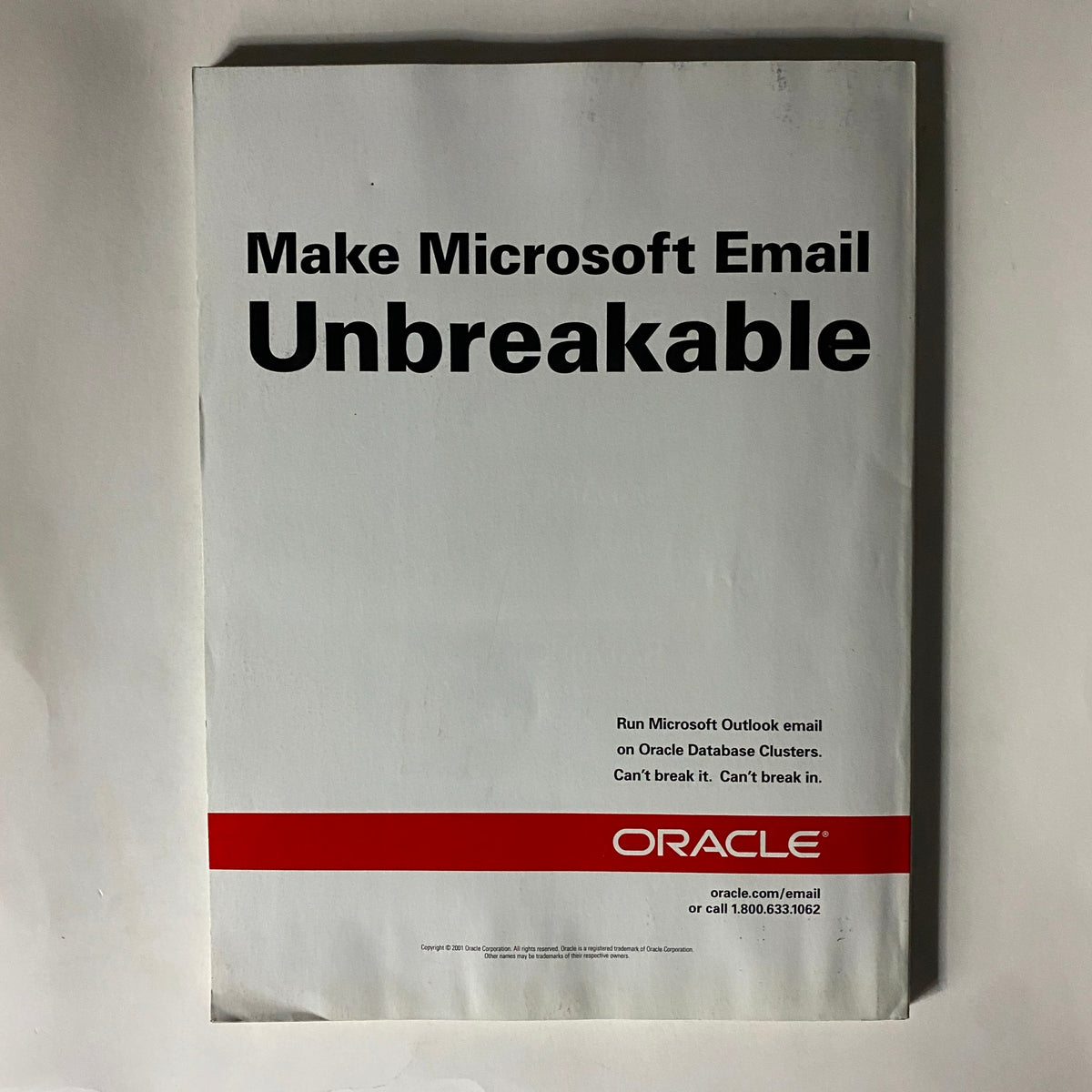 Back cover of Fortune Magazine May 13, 2002 featuring an advertisement for Oracle, promoting unbreakable email solutions, relevant to the corporate landscape discussed in the issue.
