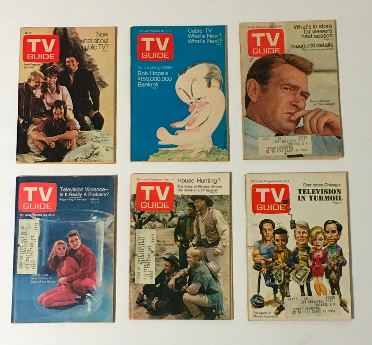 Complete Year Of TV Guide Magazines 1969, 52 Issues: Special Issue Fall Preview. Includes several vintage TV Guide covers from 1969, showcasing popular themes and celebrities of the era.