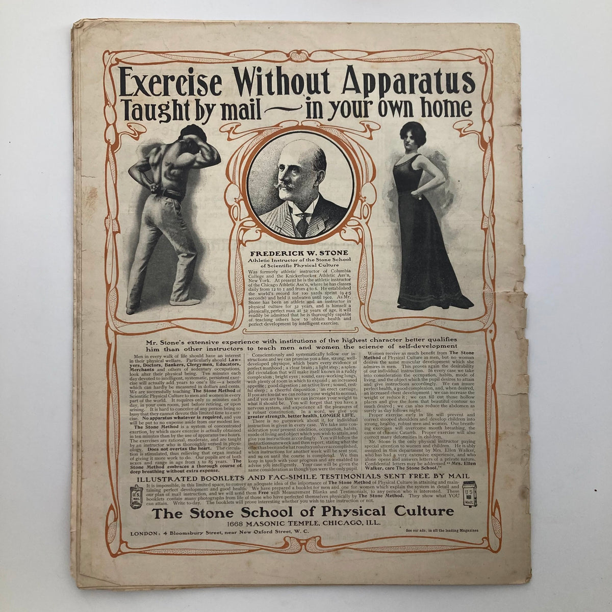 Cover of The Saturday Evening Post from October 4, 1902, featuring an advertisement for Frederick W. Stone's physical culture program, showcasing illustrations of exercise and fitness.