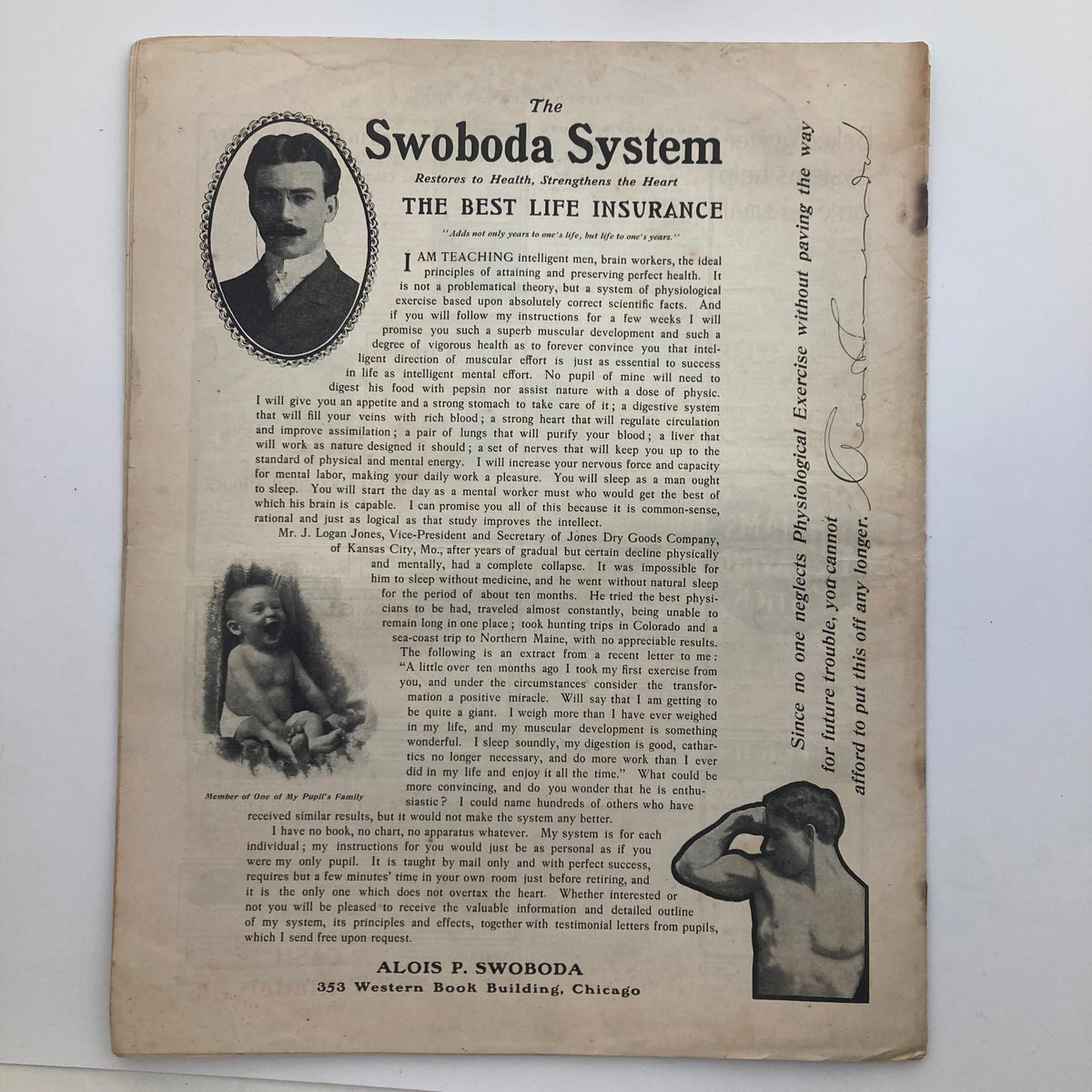 Back cover of The Saturday Evening Post April 19 1902 displaying an advertisement for The Swoboda System, focusing on health and life insurance.