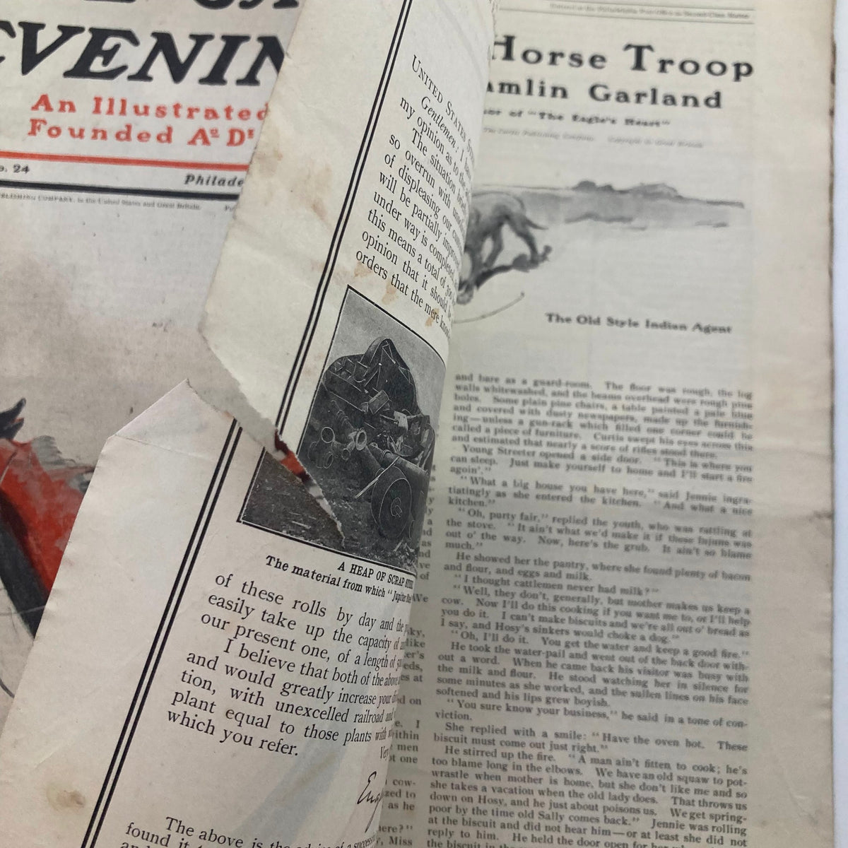 The Saturday Evening Post December 14 1901, showcasing an article about the Gray Horse Troop, with visible creases and textured details.