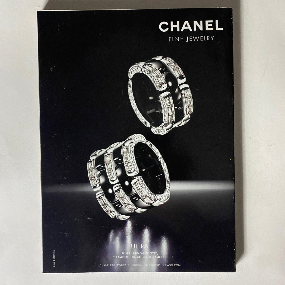 Cover of a fine jewelry advertisement in Harper's Bazaar Magazine December 2008 showcasing Chanel jewelry, featuring elegant rings, evocative of luxury and holiday gifting.