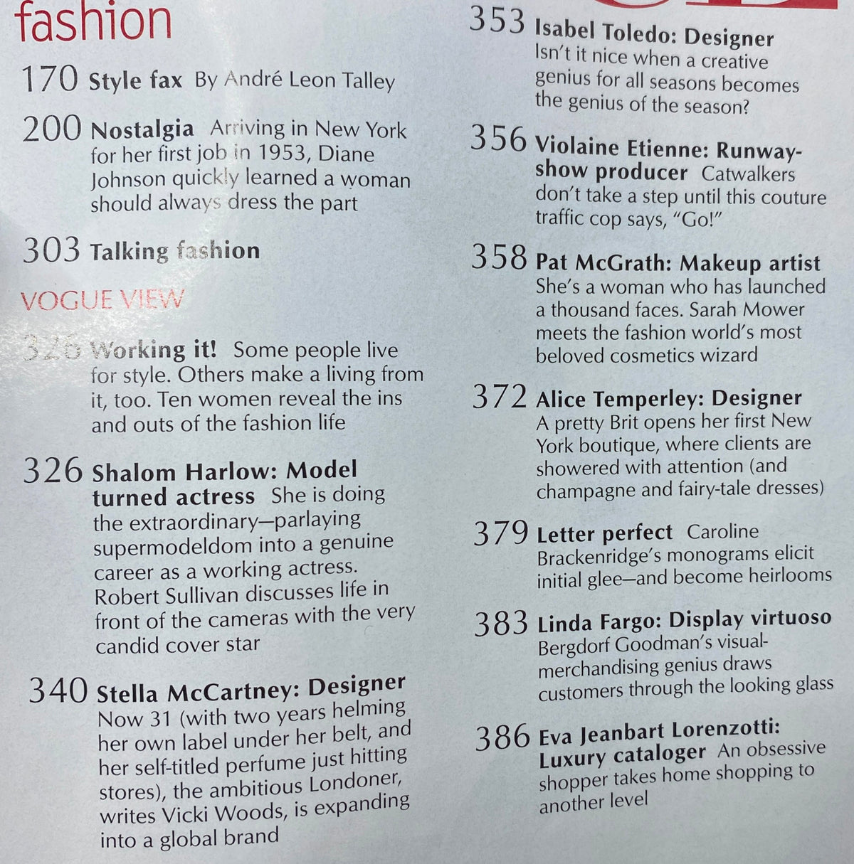 Vogue Magazine September 2003 cover featuring Nicole Kidman, showcasing fashion articles including Style Fax by André Leon Talley and an interview with Shalom Harlow.