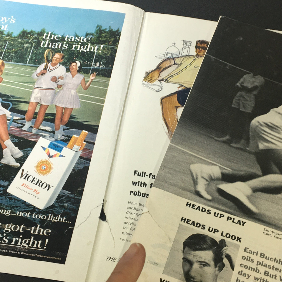 Interior page featuring an advertisement for Viceroy cigarettes from the VTG Sports Illustrated Magazine June 10 1963 Muhammad Ali Invades Britain, showcasing vintage tennis players.