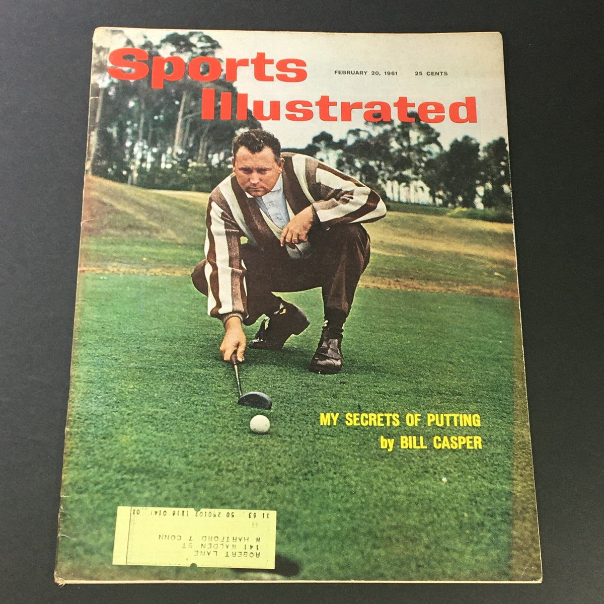 VTG Sports Illustrated Magazine February 20 1961 Bill Casper Cover, featuring golfer Bill Casper in a striped outfit on the golf course.