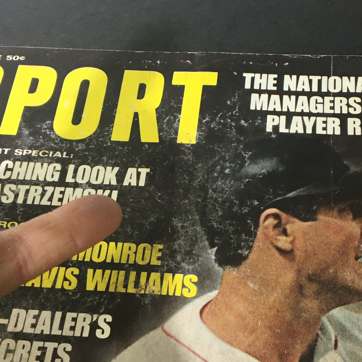 Close-up of the June 1968 issue of Sport Magazine featuring an article about Carl Yastrzemski, part of the Boston Red Sox cover theme.