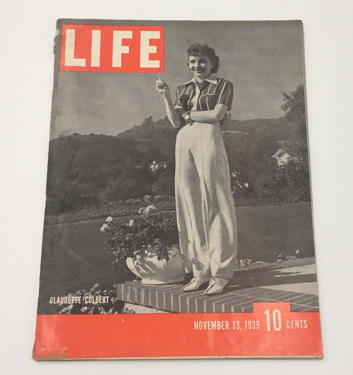 VTG Life Magazine November 13 1939 featuring French Actress Claudette Colbert on the cover in a scenic outdoor setting.