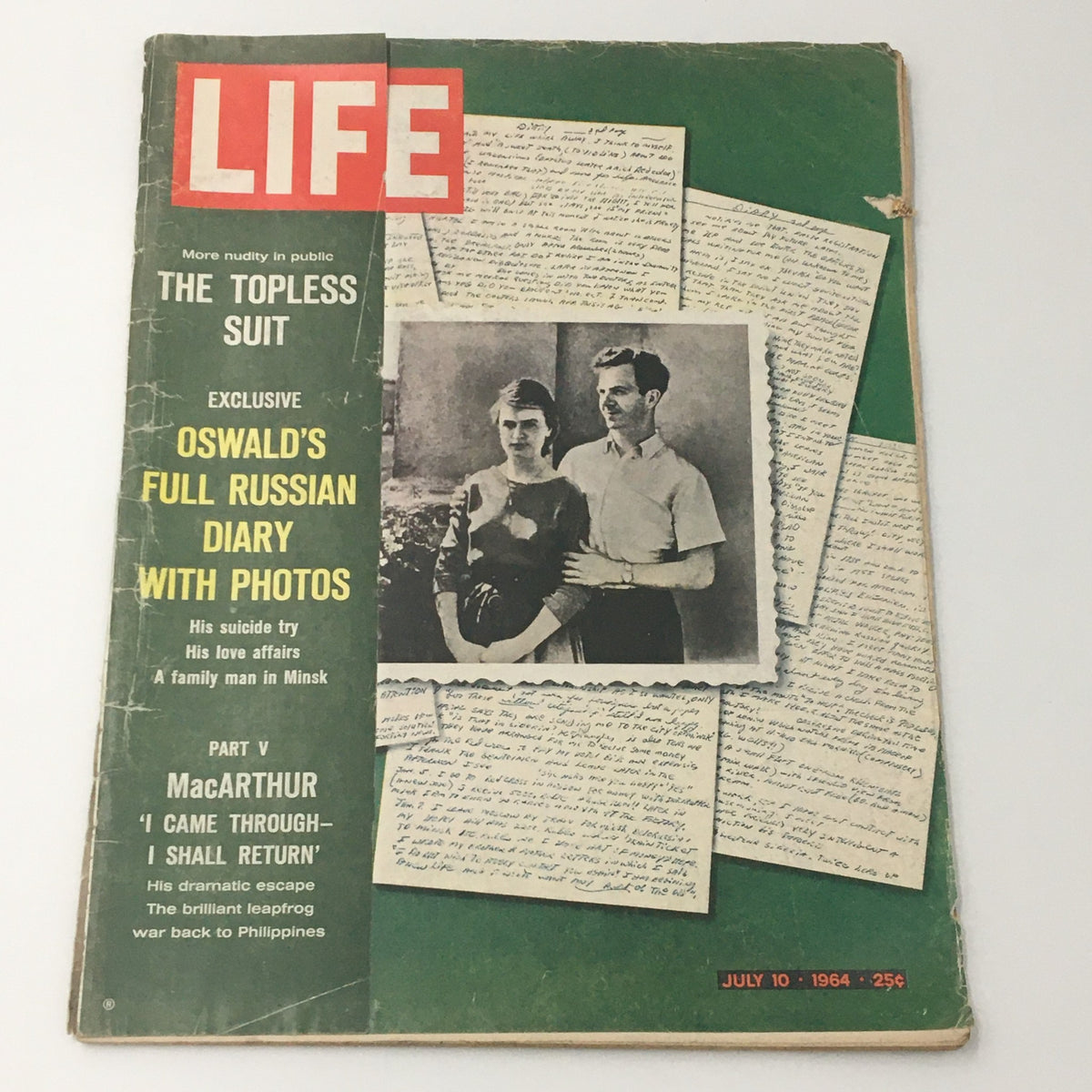 VTG Life Magazine July 10 1964 cover featuring Lee Harvey Oswald and an article about Oswald's Russian diary with photographs.