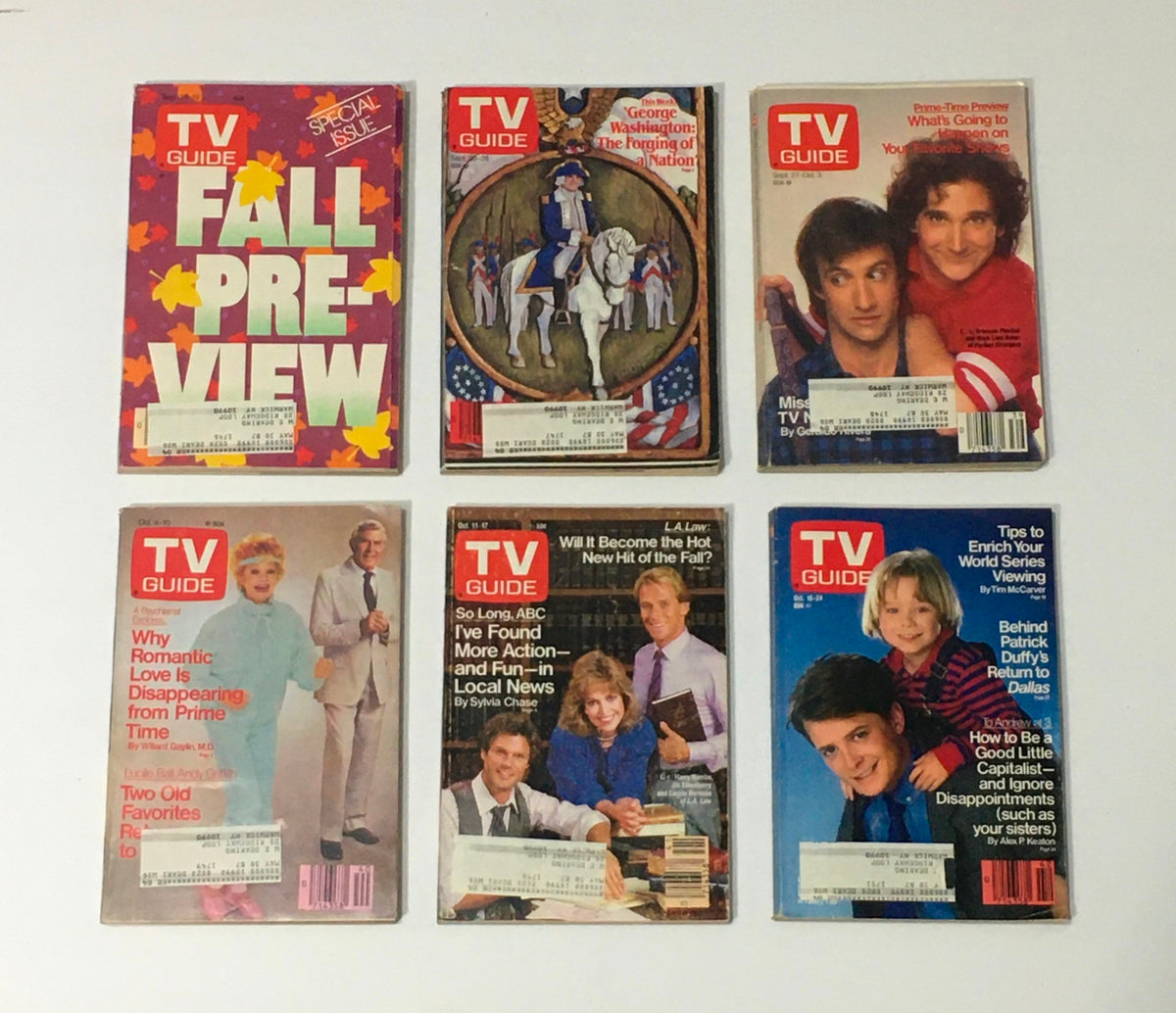 Complete Year Of TV Guide Magazines 1986, 52 Issues: Special Issue Fall Preview displaying seasonal previews and prominent figures in television from 1986.