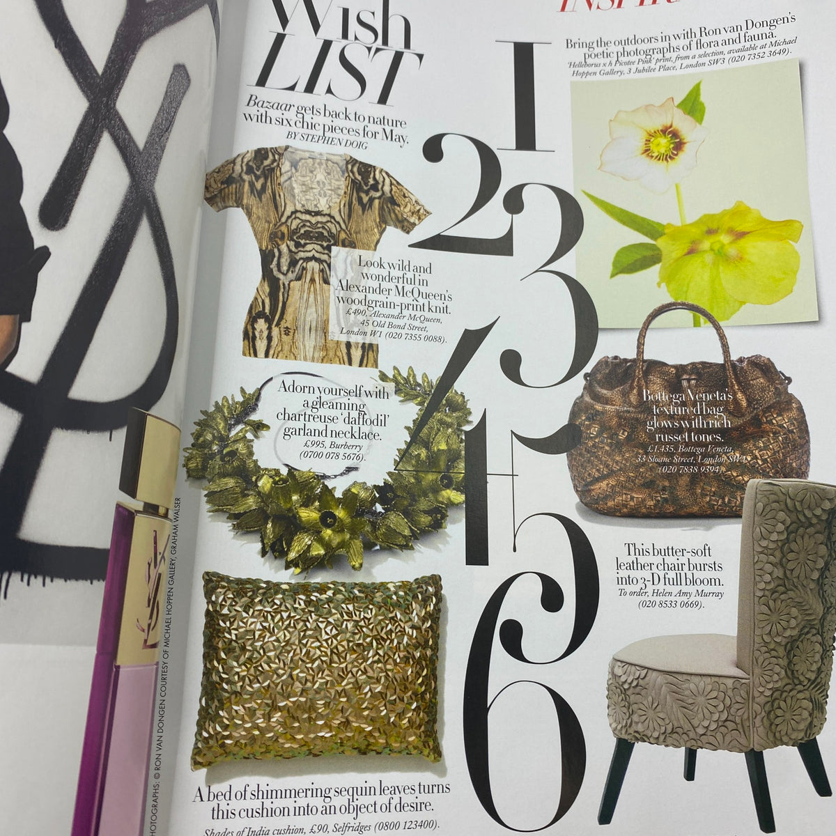 Wish list section from Harper's Bazaar UK Magazine May 2009 featuring stylish accessories and clothing ideas, highlighting trends of the time.