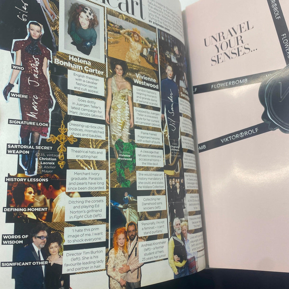 A detailed glimpse of an interior page from Harper's Bazaar October 2011 featuring the 'A-Z of British Style' article.
