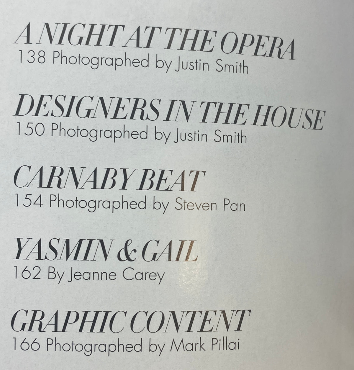 Contents page from Harper's Bazaar Australia Magazine June 2011, featuring article titles such as A Night at the Opera and Designers in the House, showcasing fashion photography.