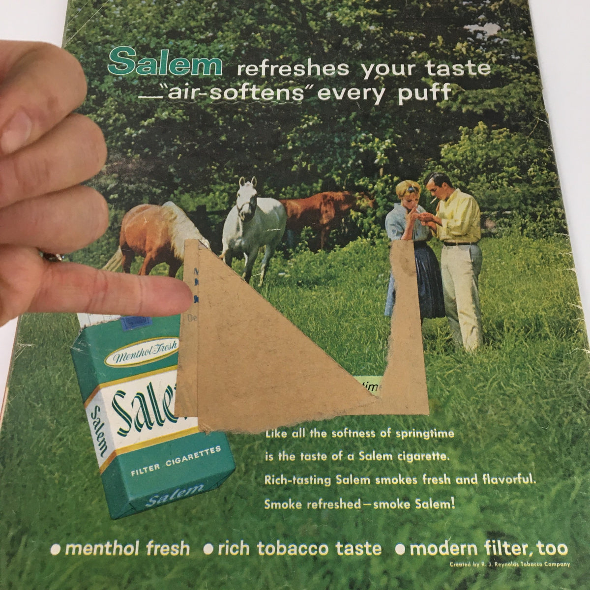 VTG Life Magazine May 4 1962 back cover showcasing a Salem cigarette advertisement with a couple in a field and horses.