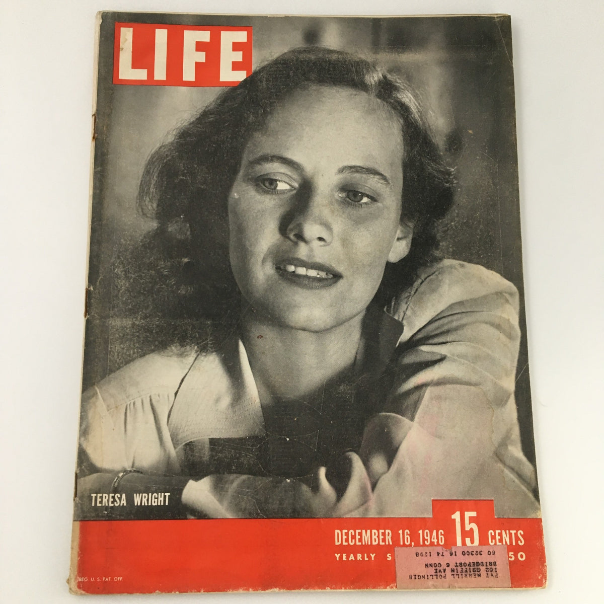 VTG Life Magazine December 16, 1946 featuring Teresa Wright on the cover, showcasing her portrait and cover design.