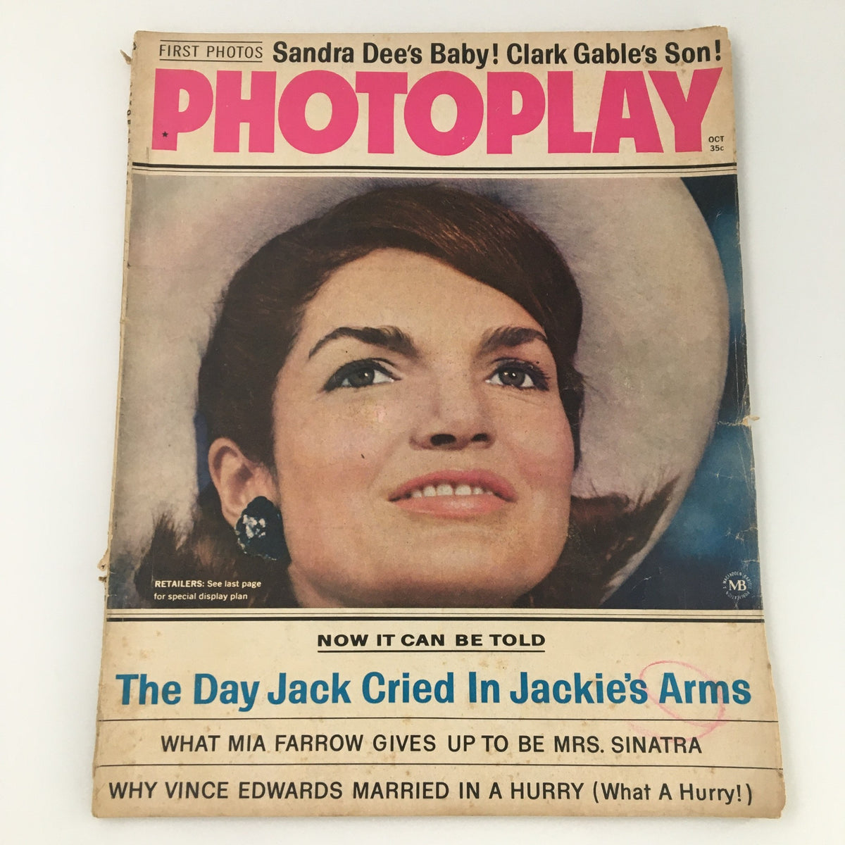 VTG Photoplay Magazine October 1965 Cover featuring Jackie Kennedy, highlighting iconic themes and vintage style.