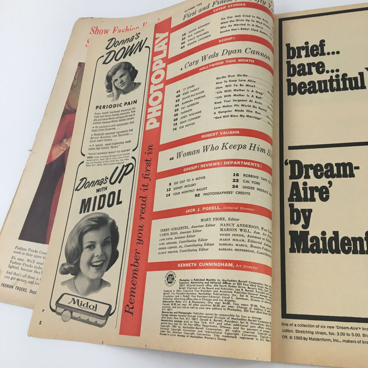 Another interior page of VTG Photoplay Magazine October 1965, featuring articles and announcements from the classic film industry.