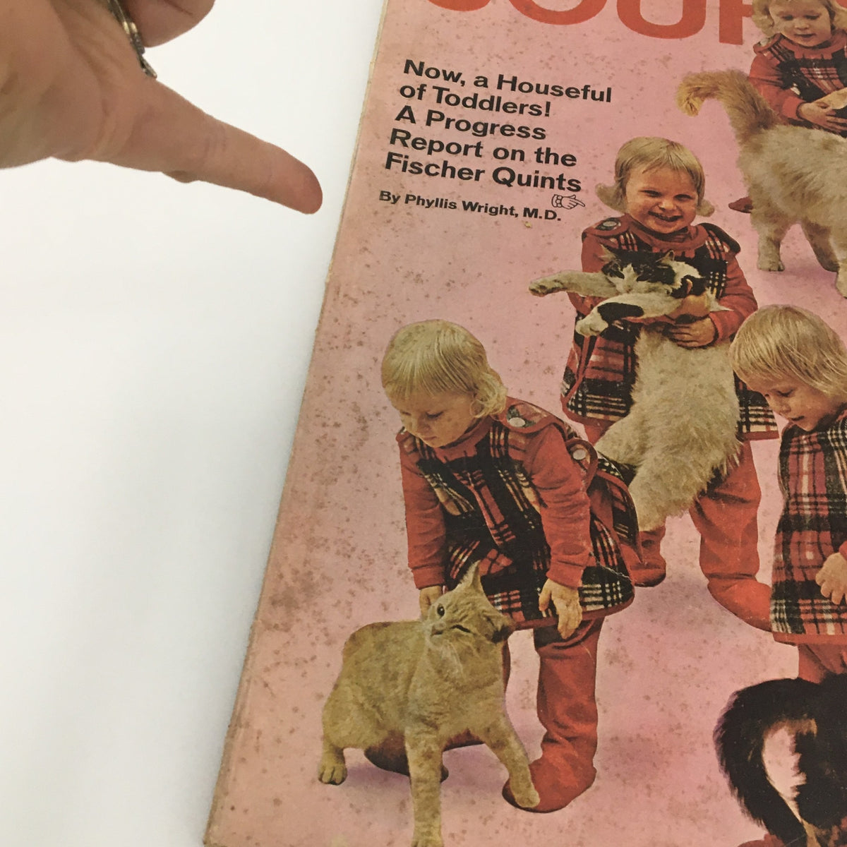 Cover detail of VTG Journal Magazine January 1966 showing children with cats and vibrant colors, encapsulating a nostalgic moment in American magazine history.