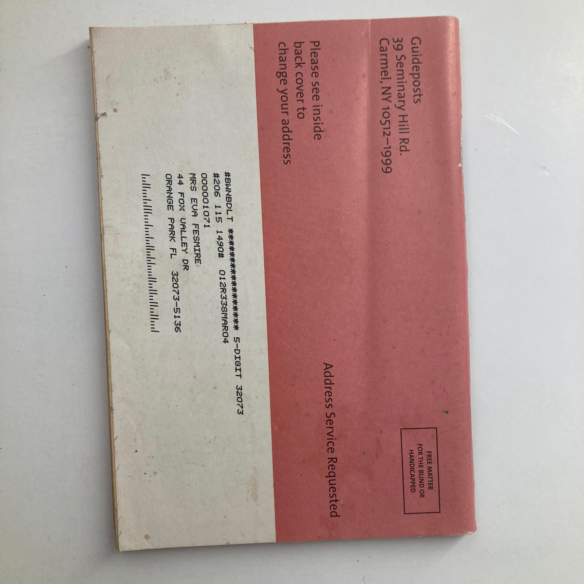 Back cover of Guideposts Magazine February 2003, emphasizing subscription details and address information.