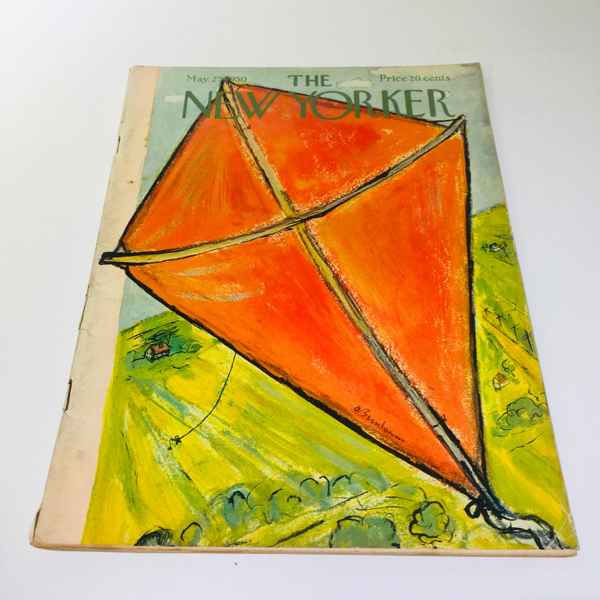 The New Yorker May 27, 1950 full magazine cover featuring a vibrant illustration of an orange kite against a colorful background, designed by Abe Birnbaum, showcasing mid-20th century magazine artistry.