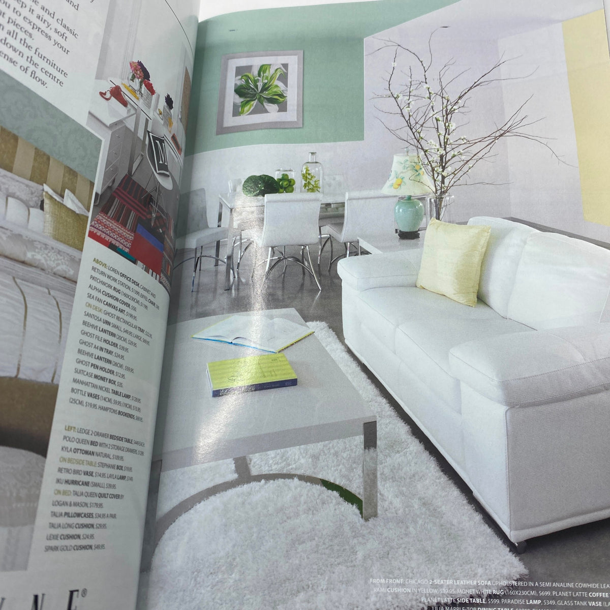 Interior design page from Harper's Bazaar Australia Magazine September 2011 displaying a modern living space, showcasing home decor trends.