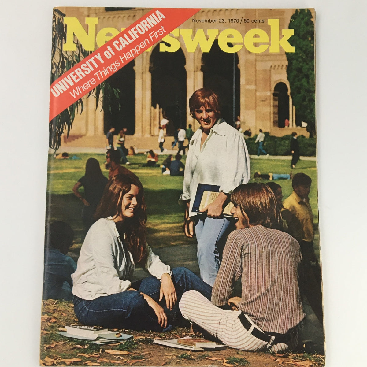 VTG Newsweek Magazine November 23, 1970 featuring University of California cover, showcasing students outdoors on campus, exemplifying the cultural and educational atmosphere of the early 1970s.