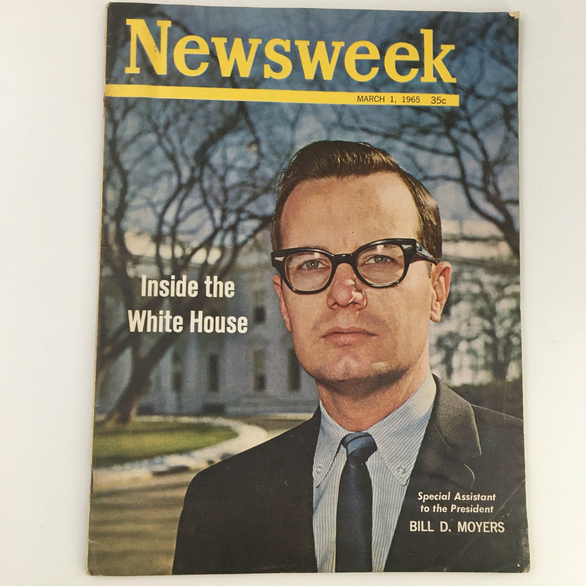 Vintage Newsweek Magazine, March 1, 1965 featuring Bill D. Moyers on the cover with the title 'Inside the White House'.
