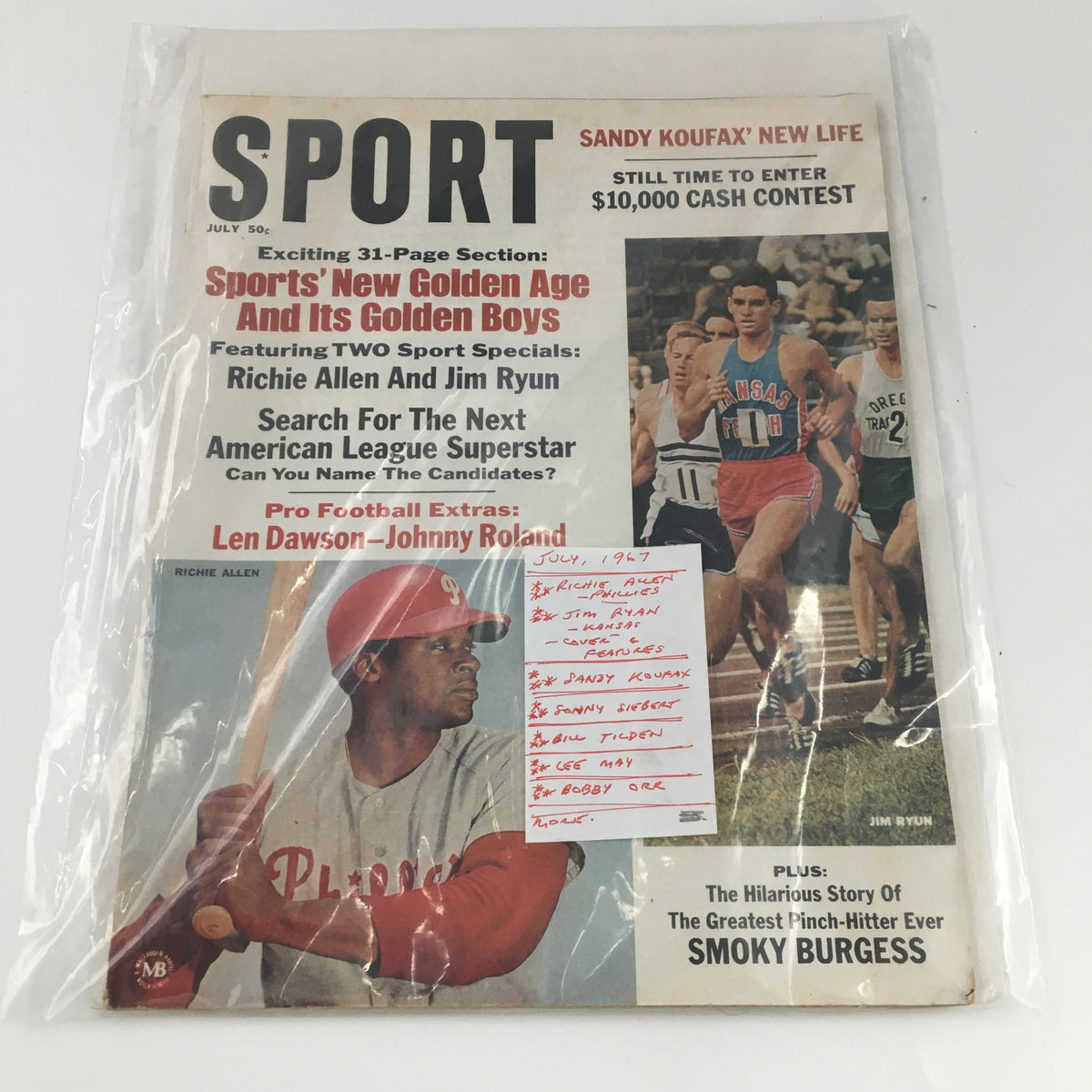 Cover of the VTG Sport Magazine July 1967 featuring Richie Allen, highlighting iconic sports content including sports legends and events.