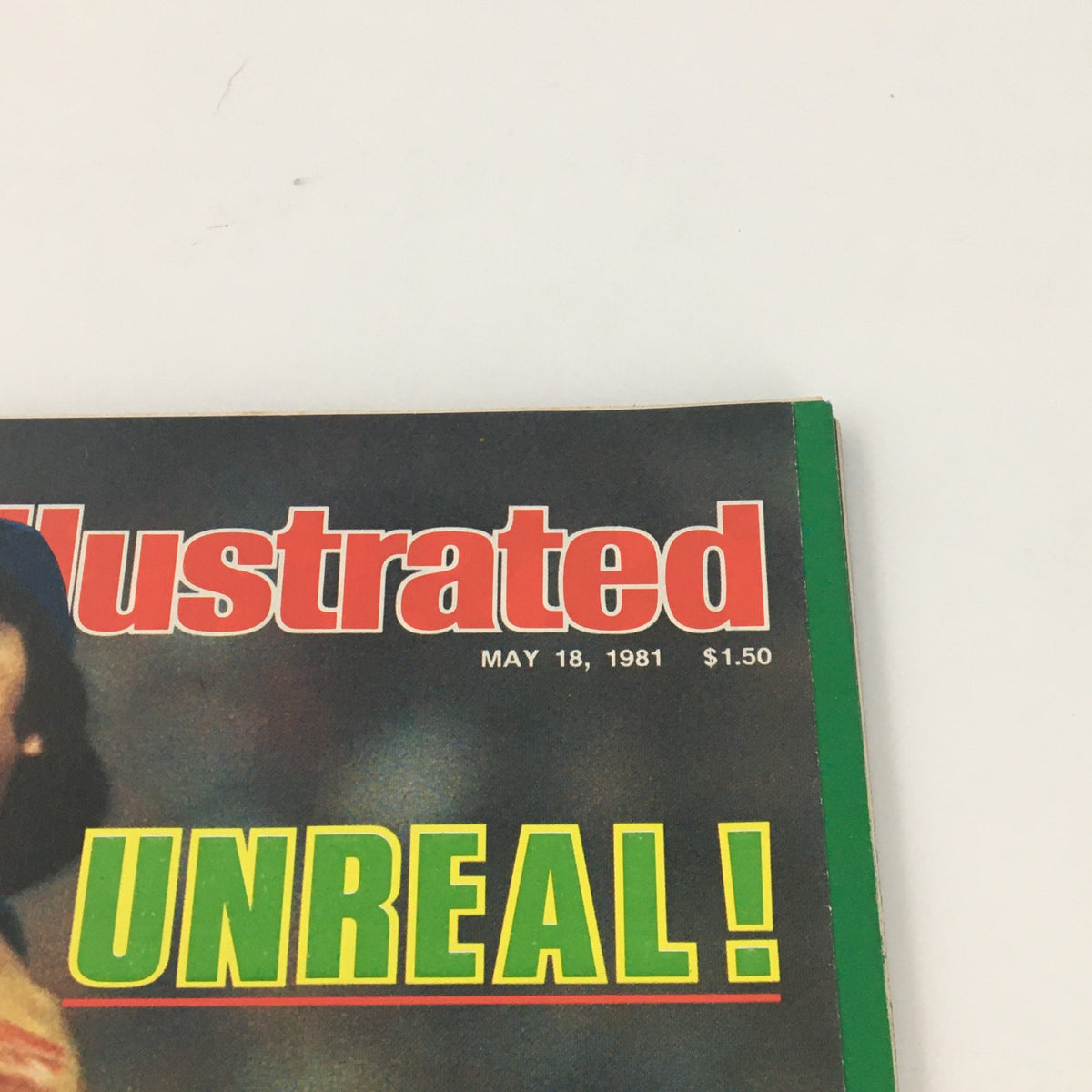 Close-up view of the cover of Sports Illustrated Magazine May 18 1981, highlighting the title and the name Fernando Valenzuela, celebrating his sensational rookie season.