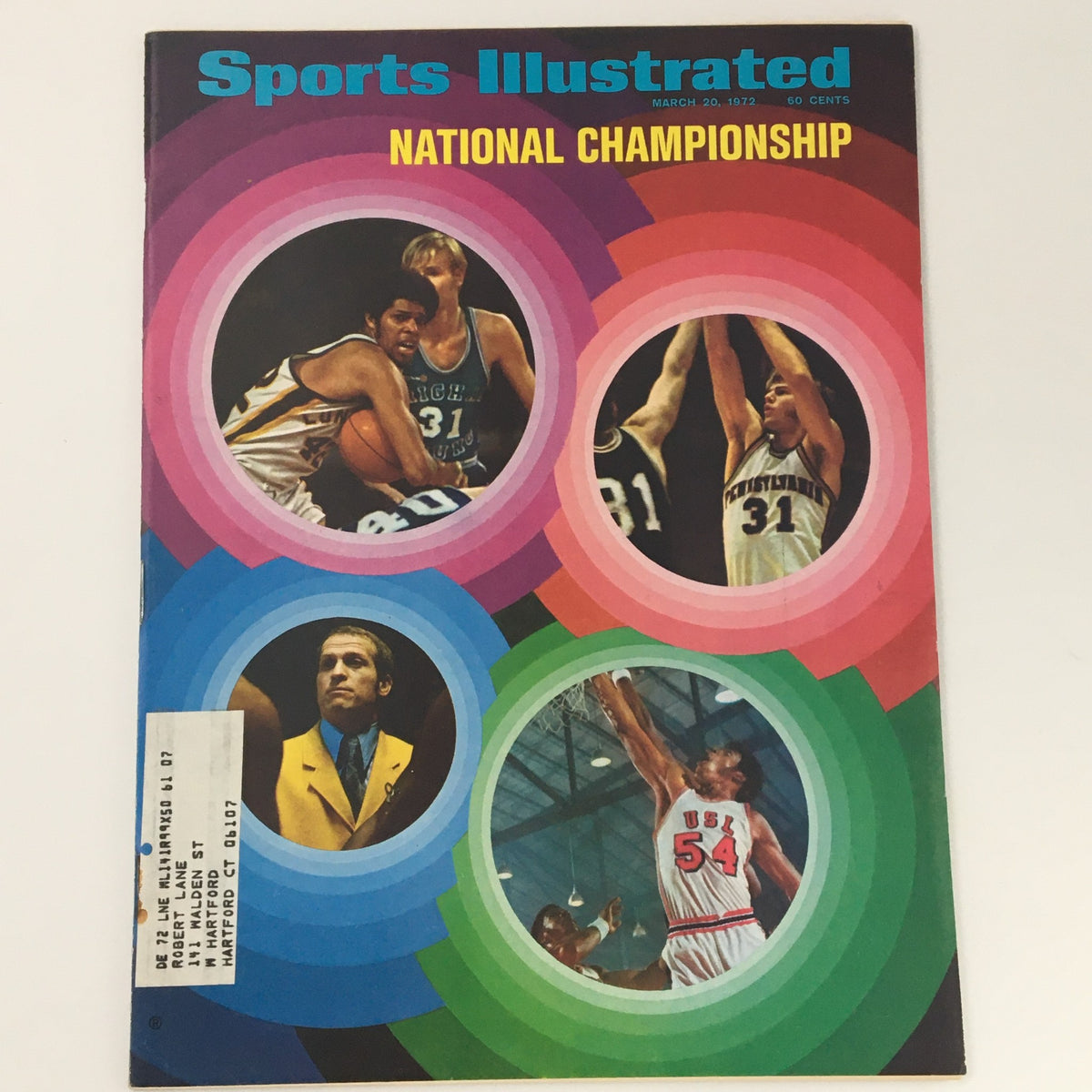 VTG Sports Illustrated Magazine March 20 1972 NCAA Final 4 Championship cover featuring vibrant colors and basketball action photos.
