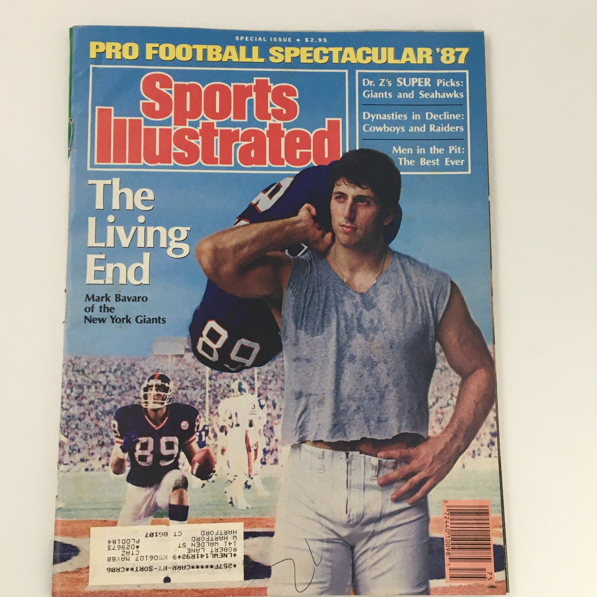VTG Sports Illustrated Magazine September 9 1987 featuring NY Giants' Mark Bavaro on the cover, capturing a moment in football history.