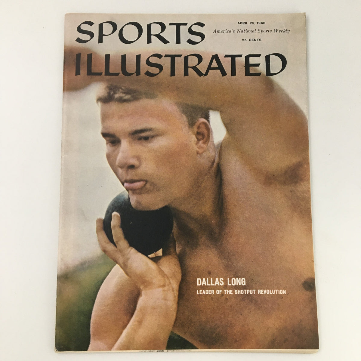 VTG Sports Illustrated Magazine April 25 1960 featuring Dallas Long on the cover, showcasing the shot put athlete during a pivotal moment in sports history.